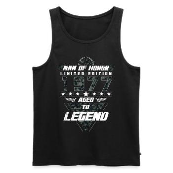 Man of Honor Year of Birth 1977 Camouflage Gift - Men's Premium Organic Tank Top - black - Front - AI Model Male 178 light (178cm)