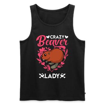 Crazy Beaver lady Biber - Men's Premium Organic Tank Top - black - Front - Michal (187cm)
