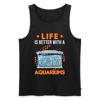 La vie est meilleure avec un Aquariums Aquascaping - Débardeur bio Premium Homme - noir - Devant - Michal (187cm)