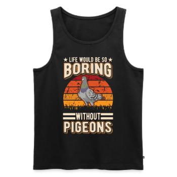 Pigeon Cadeau Pigeon Colombier Plus Chic Pigeon Voyageur - Débardeur bio Premium Homme - noir - Devant - Michal (187cm)