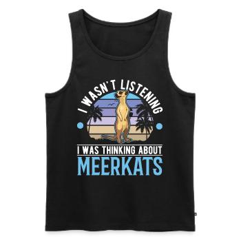 Je pensais aux suricates de Meerkat - Débardeur bio Premium Homme - noir - Devant - AI Model Male 178 light (178cm)