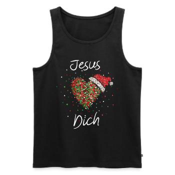Jesus liebt Dich Christ Nikolaus Nikolausmütze - Männer Premium Bio Tank Top - Schwarz - Vorne - Michal (187cm)