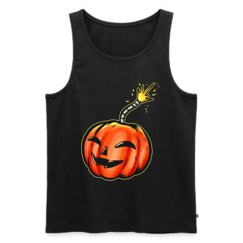 Scary Pumpkin Bomb With Ignited Fuse Halloween - Men's Premium Organic Tank Top - black - Front - AI Model Male 178 light (178cm)