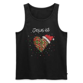 Jesus ist Liebe Kirche Christ Wichtelgeschenk - Männer Premium Bio Tank Top - Schwarz - Vorne - Michal (187cm)
