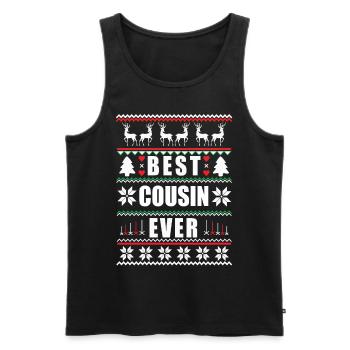 Funny Ugly Christmas Best Cousin Ever - Men's Premium Organic Tank Top - black - Front - Michal (187cm)