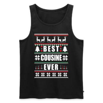 Funny Ugly Christmas Best Cousin Ever - Men's Premium Organic Tank Top - black - Front - Michal (187cm)