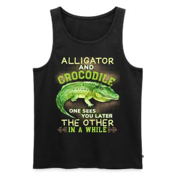 Crocodile Crocodile Alligator Drôle Dicton Jeu de mots - Débardeur bio Premium Homme - noir - Devant - Michal (187cm)