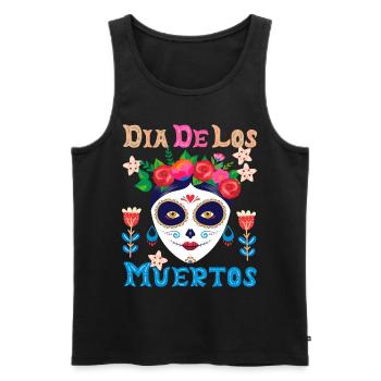Dia-de-los-Muertos, La-Catrina Mexico, sugar-skull - Men's Premium Organic Tank Top - black - Front - Michal (187cm)