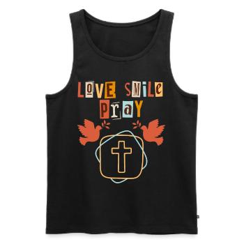 Jesus Christus Spruch mit Friedenstauben - Männer Premium Bio Tank Top - Schwarz - Vorne - AI Model Male 178 light (178cm)