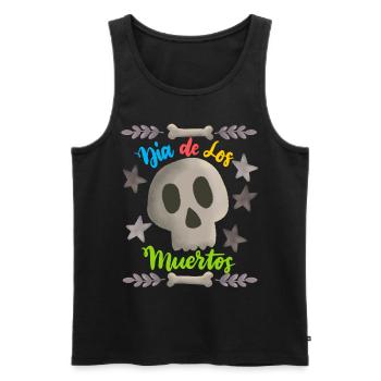 Dia-de-los-Muertos, Day-of-the-Dead, Sugar-Skull - Männer Premium Bio Tank Top - Schwarz - Vorne - Michal (187cm)
