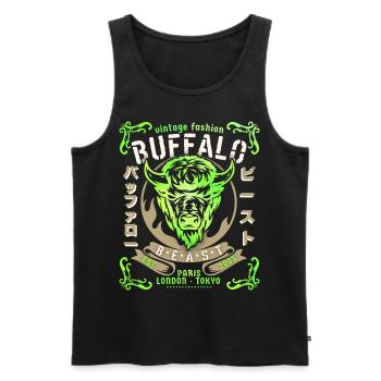 Vintage-Büffel Büffelkopf, Büffel-Design - Männer Premium Bio Tank Top - Schwarz - Vorne - AI Model Male 178 light (178cm)