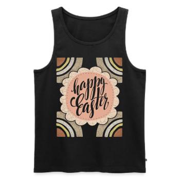 Vintage Easter Happy Easter Saying Calligraphy - Men's Premium Organic Tank Top - black - Front - Michal (187cm)