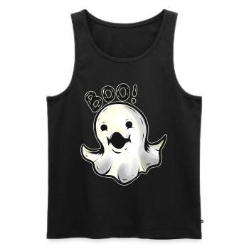 Mignon Kawaii mais effrayant Ghost Boo à Halloween - Débardeur bio Premium Homme - noir - Devant - Michal (187cm)