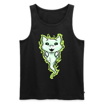 Ghost Cat Spirit Green Eyes Halloween - Männer Premium Bio Tank Top - Schwarz - Vorne - Michal (187cm)