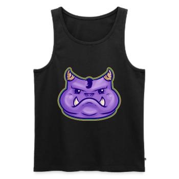 Cute Kawaii Purple Monster With Fangs And Horns - Men's Premium Organic Tank Top - black - Front - AI Model Male 178 light (178cm)