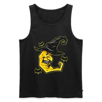 Evil Yellow Moon With Witch Hat Bat Flying On - Men's Premium Organic Tank Top - black - Front - AI Model Male 178 light (178cm)