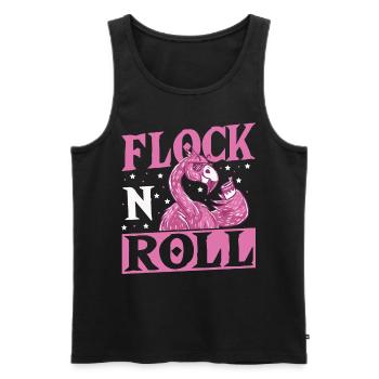 Flock n Roll Flamingo Rock and Roll - Männer Premium Bio Tank Top - Schwarz - Vorne - Michal (187cm)