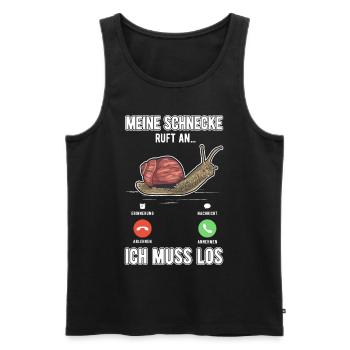 My snail calls I have to go - Men's Premium Organic Tank Top - black - Front - Michal (187cm)