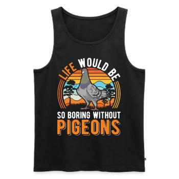 Pigeon Cadeau Pigeon Colombier Plus Chic Pigeon Voyageur - Débardeur bio Premium Homme - noir - Devant - Michal (187cm)