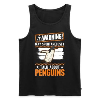 Warnung Pinguin Penguin Kaiserpinguin - Männer Premium Bio Tank Top - Schwarz - Vorne - AI Model Male 178 light (178cm)