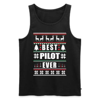 Funny Ugly Christmas Best Pilot Ever - Männer Premium Bio Tank Top - Schwarz - Vorne - AI Model Male 178 light (178cm)