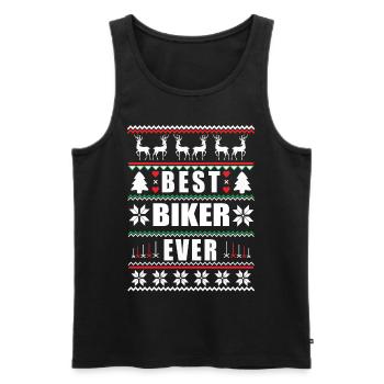 Funny Ugly Christmas Best Biker Ever - Men's Premium Organic Tank Top - black - Front - AI Model Male 178 light (178cm)
