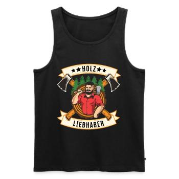 Lustiger Holzfäller Spruch Wald Baum Holzarbeiter - Männer Premium Bio Tank Top - Schwarz - Vorne - AI Model Male 178 light (178cm)