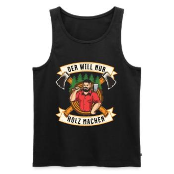 Forstwirtschaft Baumfäller Holzarbeiter Motorsäge - Männer Premium Bio Tank Top - Schwarz - Vorne - AI Model Male 178 light (178cm)