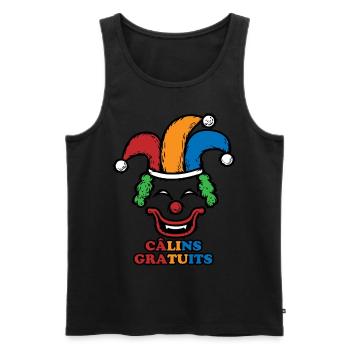 Câlins Gratuits Clown Bouffon Souriant Terrifiant - Débardeur bio Premium Homme - noir - Devant - Michal (187cm)