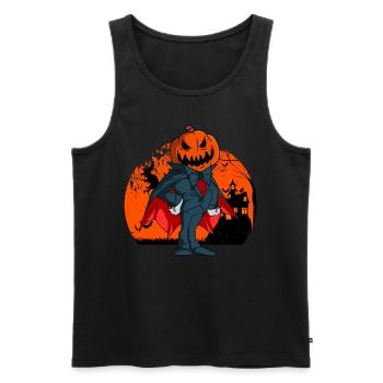 Vampire Pumpkin Head Pumpkin Lantern Halloween - Men's Premium Organic Tank Top - black - Front - Michal (187cm)
