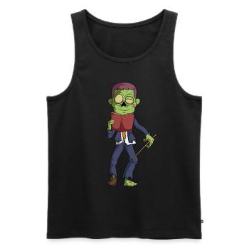 Zombie Schullehrer Lehrer Buch Lesen Halloween - Männer Premium Bio Tank Top - Schwarz - Vorne - Michal (187cm)