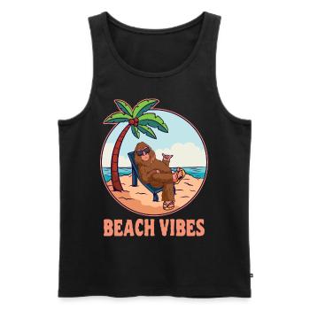 Beach Vibes Bigfoot Summer Holidays Sasquatch - Men's Premium Organic Tank Top - black - Front - Michal (187cm)