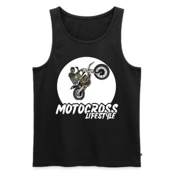 Motocross / Enduro / Freestyle mx / Dirtbike retro - Männer Premium Bio Tank Top - Schwarz - Vorne - Michal (187cm)