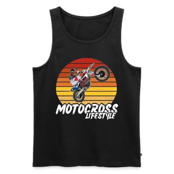 Motocross / Enduro / Freestyle mx / Dirtbike retro - Men's Premium Organic Tank Top - black - Front - Michal (187cm)