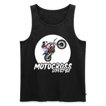 Motocross / Enduro / Freestyle mx / Dirtbike retro - Männer Premium Bio Tank Top - Schwarz - Vorne - Michal (187cm)