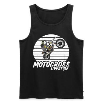 Motocross / Enduro / Freestyle mx / Dirtbike retro - Männer Premium Bio Tank Top - Schwarz - Vorne - Michal (187cm)