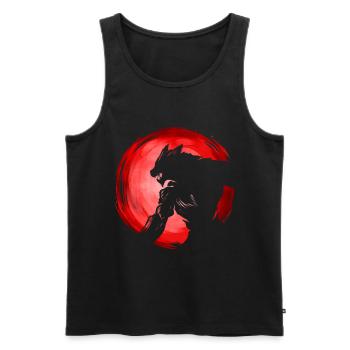 Ombre de loup-garou devant la lune rouge Halloween - Débardeur bio Premium Homme - noir - Devant - Michal (187cm)