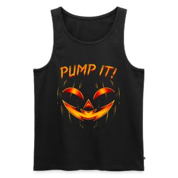 Scary Pumpkin Face Pump It On Halloween - Männer Premium Bio Tank Top - Schwarz - Vorne - AI Model Male 178 light (178cm)