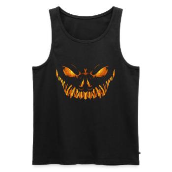 Scary Carved Pumpkin Jack O Lantern Face Halloween - Men's Premium Organic Tank Top - black - Front - AI Model Male 178 light (178cm)