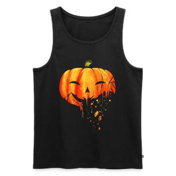 Jack O Lantern Citrouille sculptée tombant en morceaux - Débardeur bio Premium Homme - noir - Devant - AI Model Male 178 light (178cm)