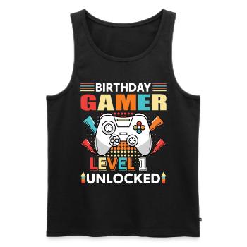 Geburtstag Gamer Level 1 Unlocked 1 Geburtstag - Männer Premium Bio Tank Top - Schwarz - Vorne - AI Model Male 178 light (178cm)