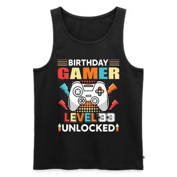 Geburtstag Gamer Level 33 Unlocked 33 Geburtstag - Männer Premium Bio Tank Top - Schwarz - Vorne - Michal (187cm)