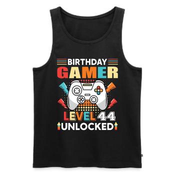 Birthday Gamer Level 44 Unlocked 44 Birthday - Men's Premium Organic Tank Top - black - Front - Michal (187cm)