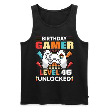 Birthday Gamer Level 46 Unlocked 46 Birthday - Men's Premium Organic Tank Top - black - Front - Michal (187cm)