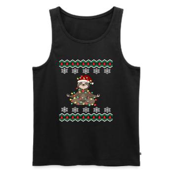 Lustiges Weihnacht Faultier Weihnachten Winter - Männer Premium Bio Tank Top - Schwarz - Vorne - Michal (187cm)