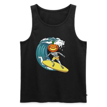 Surfing Skeleton Pumpkin - Men's Premium Organic Tank Top - black - Front - Michal (187cm)