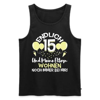 Endlich 15 Meine Eltern Wohnen noch bei mir - Männer Premium Bio Tank Top - Schwarz - Vorne - Michal (187cm)