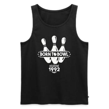Born to Bowl Birthday 1992 Bowling Shirt - Men's Premium Organic Tank Top - black - Front - AI Model Male 178 light (178cm)