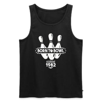 Born to Bowl Birthday 1982 Bowling Shirt - Men's Premium Organic Tank Top - black - Front - AI Model Male 178 light (178cm)