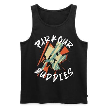 Parkour Free Running Traceur - Men's Premium Organic Tank Top - black - Front - AI Model Male 178 light (178cm)